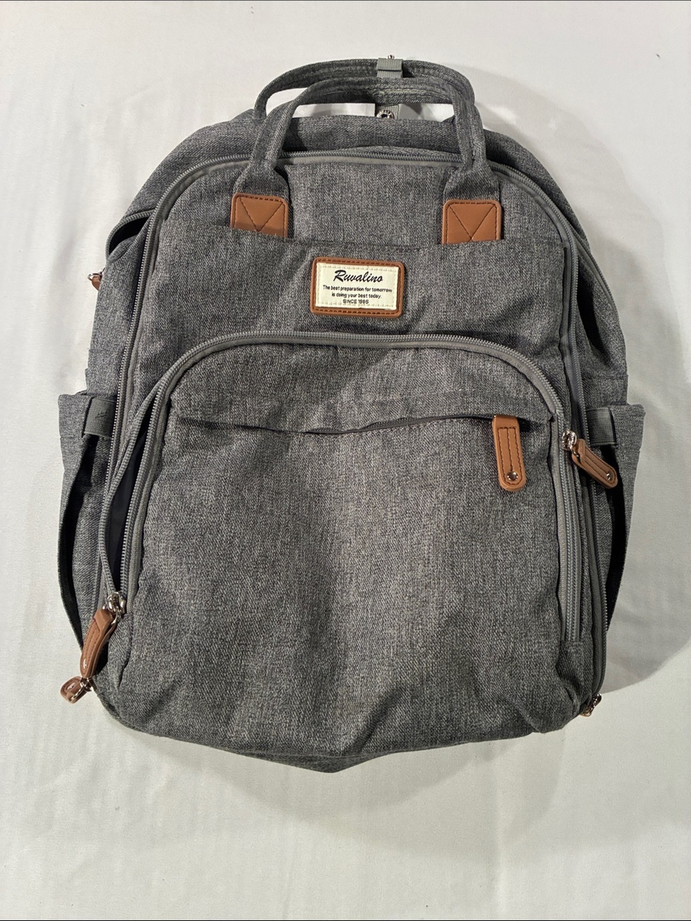 Rualina Gray Everyday Backpack with Leather-Accent Handles